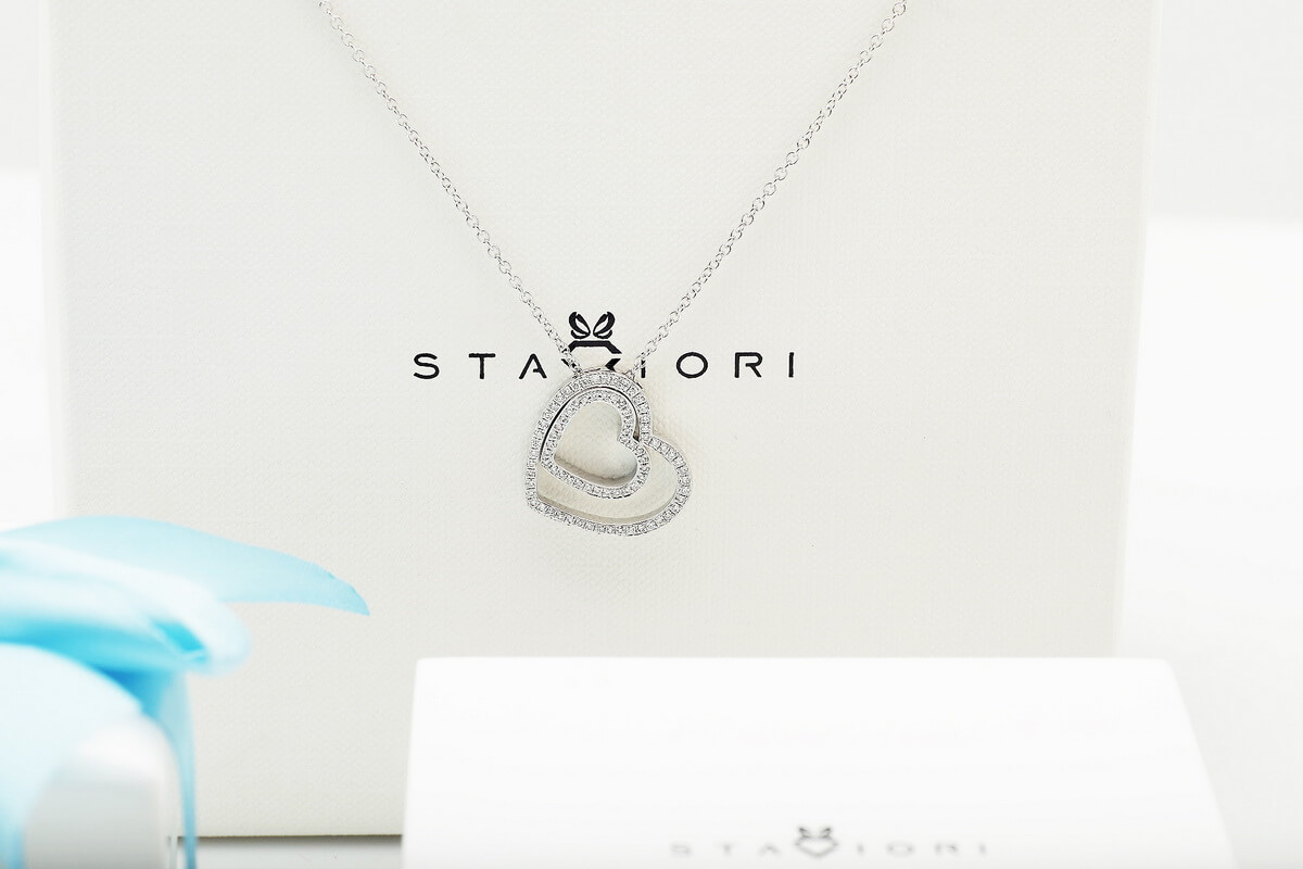 Exclusive | naszyjnik białe złoto 750 z dwa serca z brylantami - Image 10