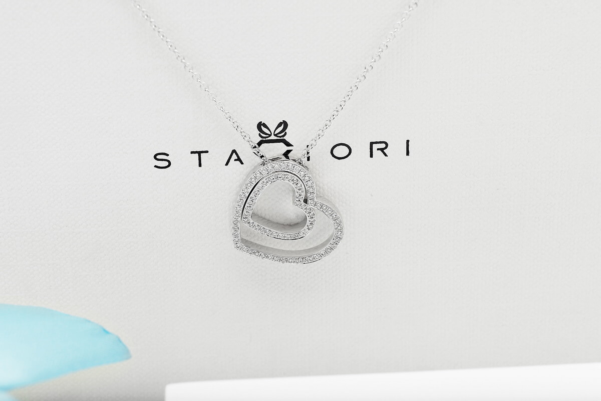 Exclusive | naszyjnik białe złoto 750 z dwa serca z brylantami - Image 9