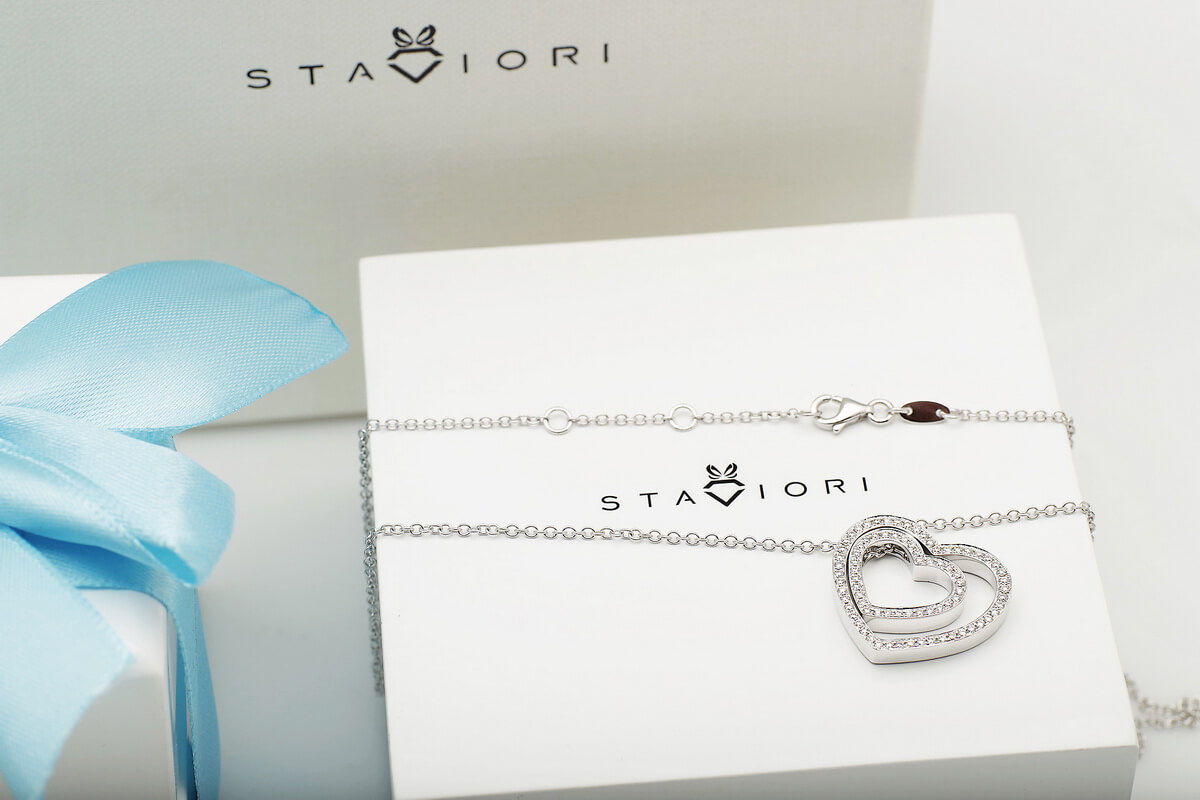 Exclusive | naszyjnik białe złoto 750 z dwa serca z brylantami - Image 8