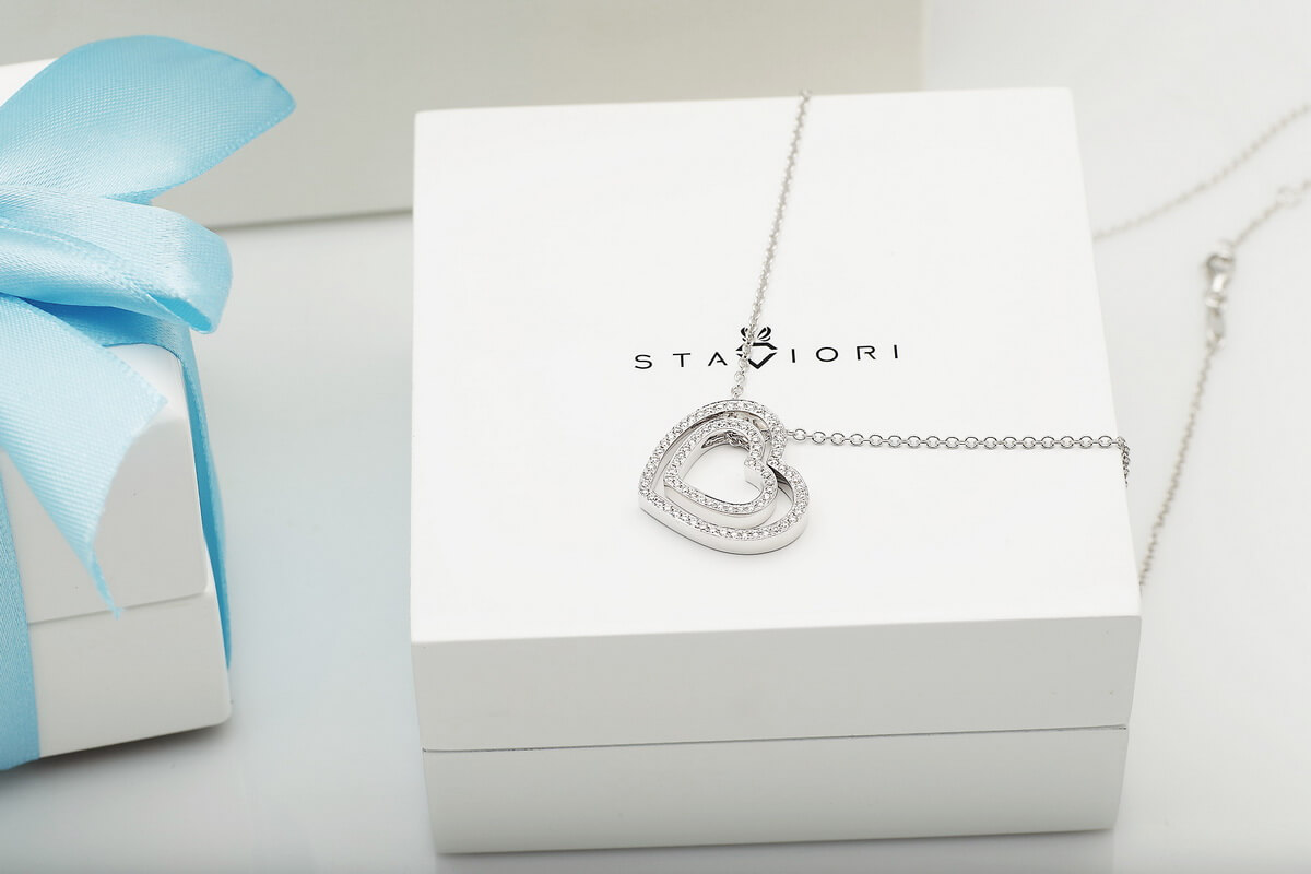 Exclusive | naszyjnik białe złoto 750 z dwa serca z brylantami - Image 14