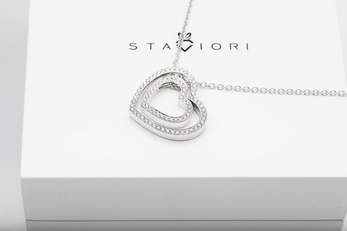 Exclusive | naszyjnik białe złoto 750 z dwa serca z brylantami - Image 13