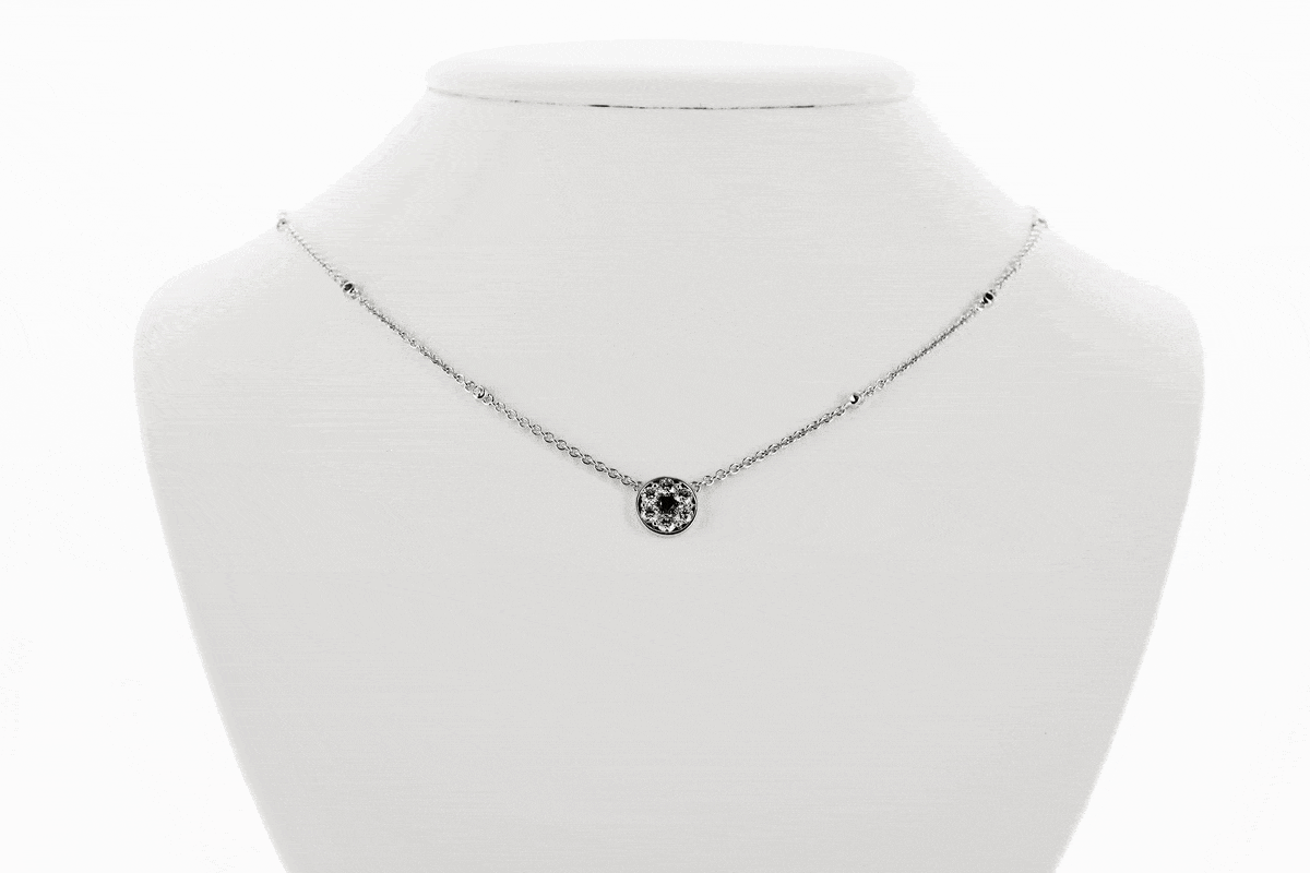 Exclusive | piękny minimalistyczny naszyjnik z białymi i czarnymi diamentami - Image 2