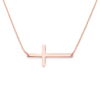Złoty naszyjnik – celebrytka – z krzyżykiem - różowe złoto