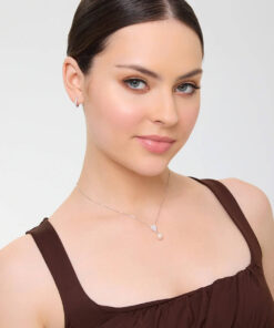 Alternative Ansicht von naszyjnik srebrny z perłą i cyrkoniami