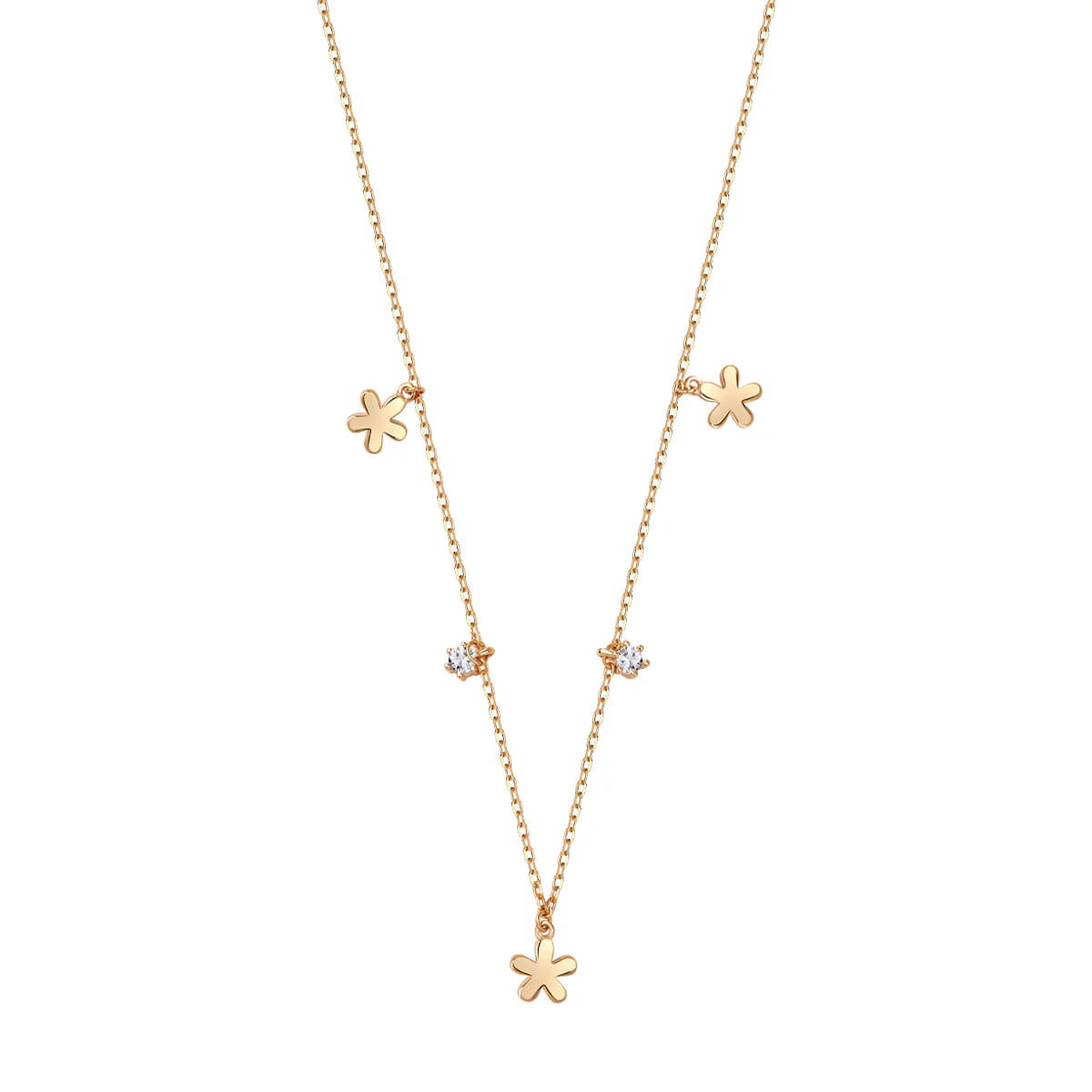 Srebrny delikatny naszyjnik z kwiatkami i cyrkonią – Bild 6