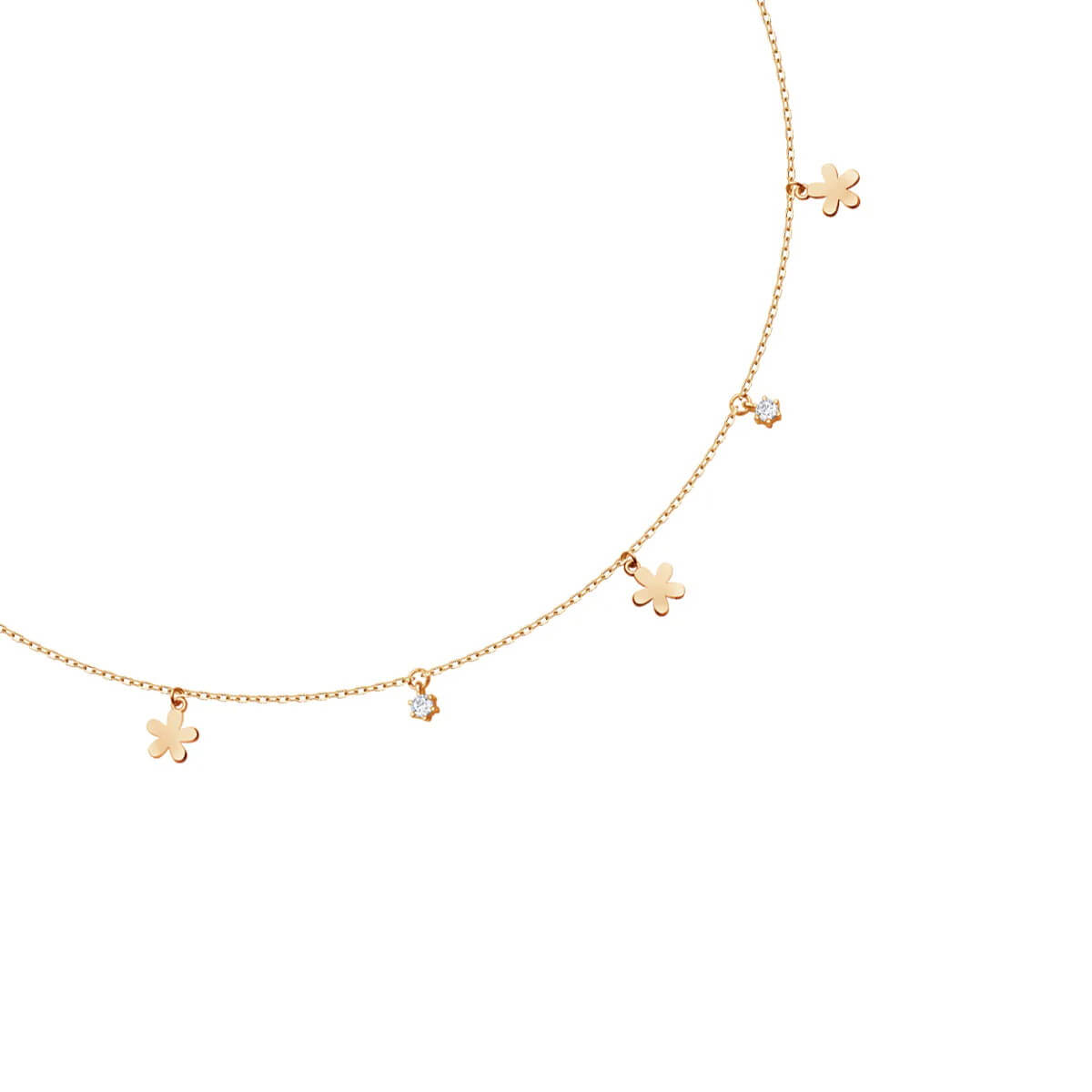 Srebrny delikatny naszyjnik z kwiatkami i cyrkonią – Bild 5