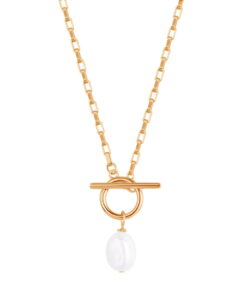 Alternatywny widok Srebrny pozłacany naszyjnik z naturalną perłą