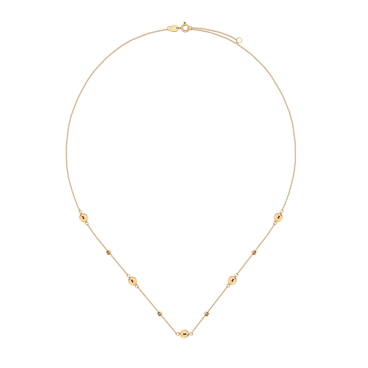 Złoty elegancki naszyjnik z kuleczkami 45cm 585 – Bild 3