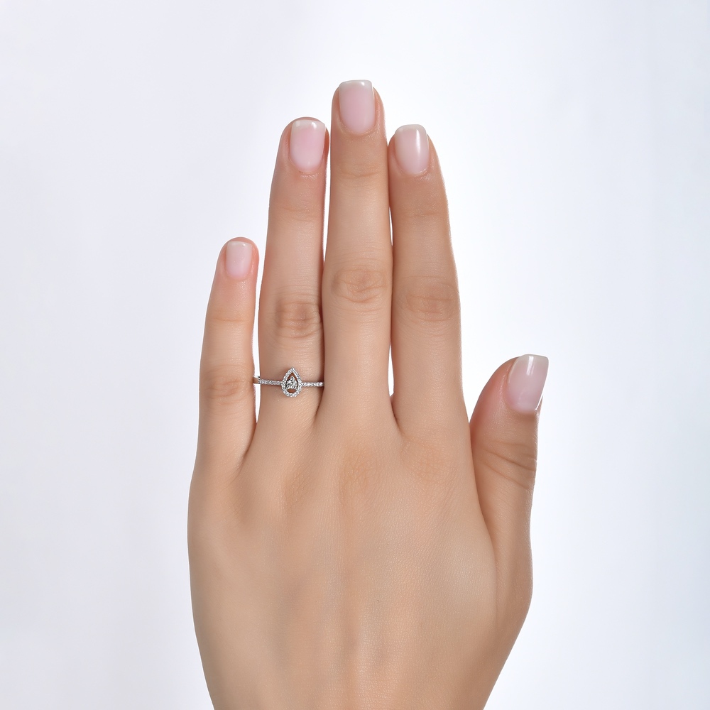 Exclusive | pierścionek łezka z brylantami w 18-karatowym złocie - Obrázek 5