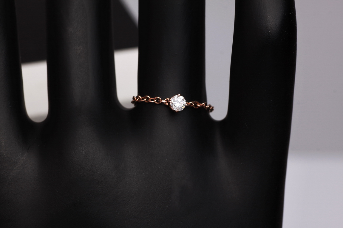 Exclusive | pierścionek łańcuszkowy z brylantem 0,13ct w różowym złocie 750 - obrazek 11