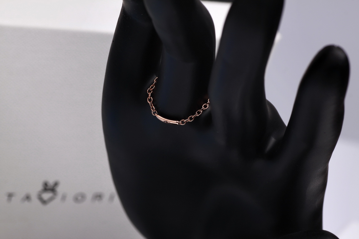 Exclusive | pierścionek łańcuszkowy z brylantem 0,13ct w różowym złocie 750 - obrazek 13