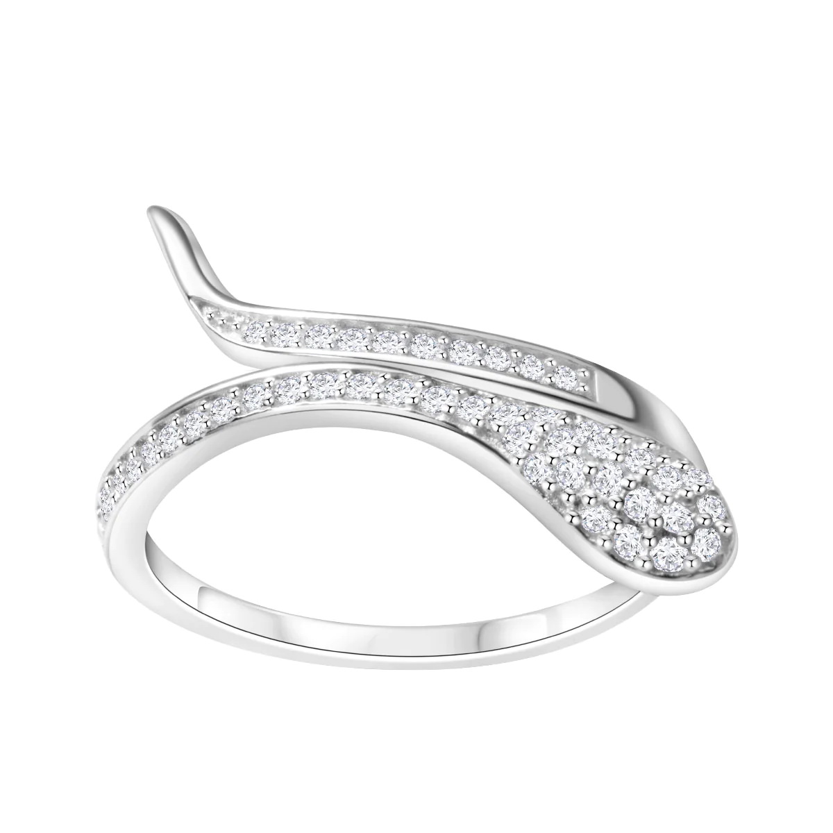 Srebrny pierścionek wąż - srebro rodowane i cyrkonie – Bild 2