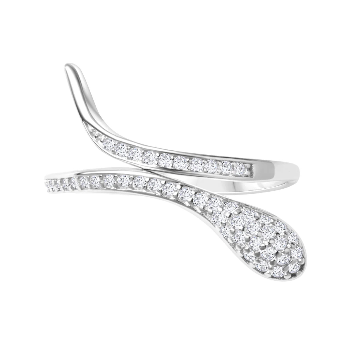 Srebrny pierścionek wąż - srebro rodowane i cyrkonie