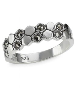 Srebrny pierścionek plastry miodu z markazytami PDM5528