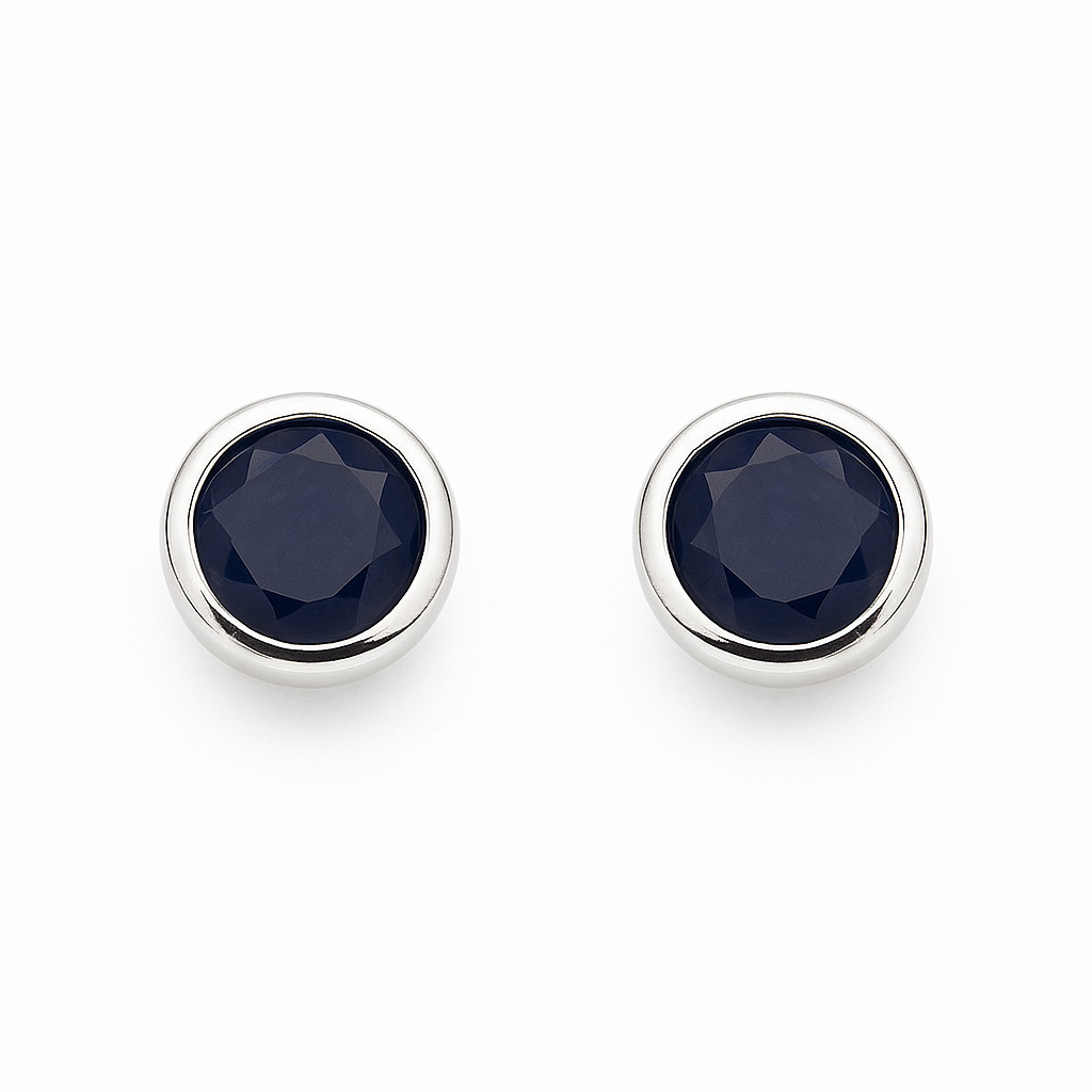 Srebrne kolczyki z naturalnymi szafirami - KDS4394S