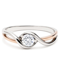 pierścionek zaręczynowy z białego i różowego złota z brylantem 0,25ct