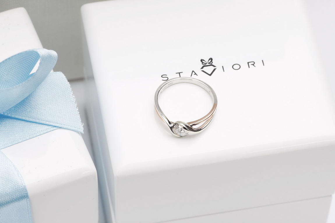 pierścionek zaręczynowy z białego i różowego złota z brylantem 0,25ct - obrazek 10