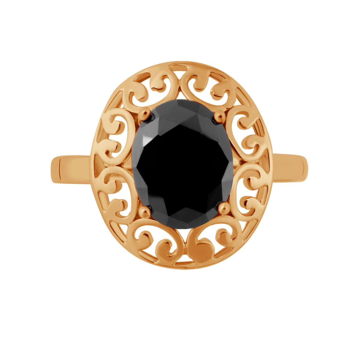 pierścionek ażurowy z czarną cyrkonią w złocie 333 - Obrázek 3