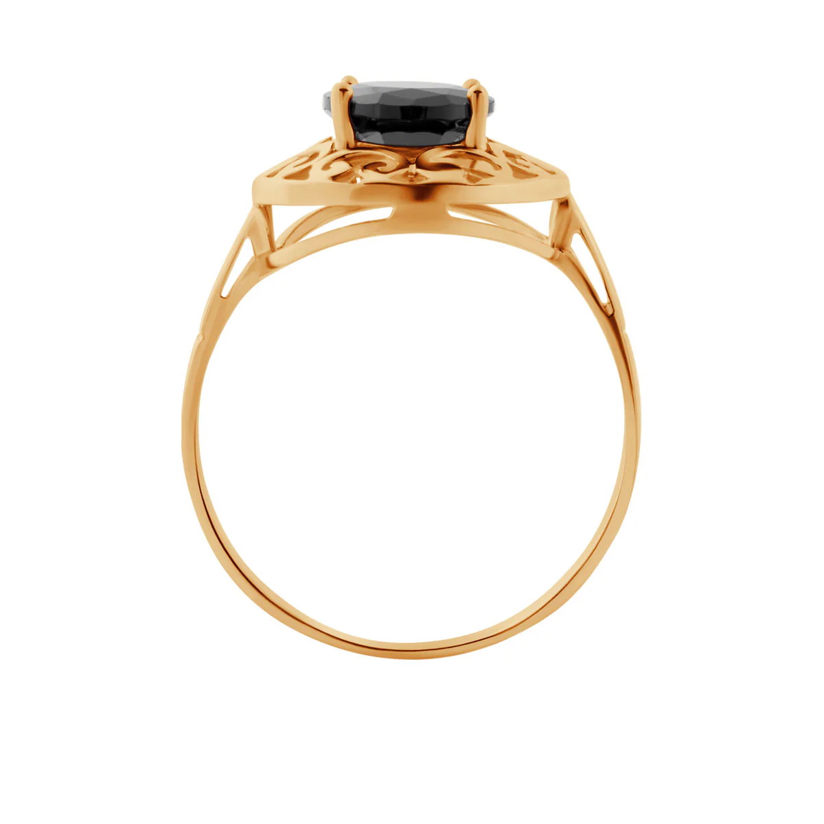 pierścionek ażurowy z czarną cyrkonią w złocie 333 - Obrázek 5