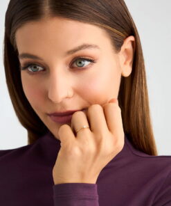 Alternatywny widok delikatny pierścionek z żółtego złota 333 z cyrkonią