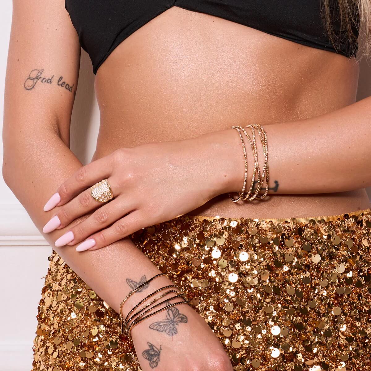 Złoty piękny ażurowy pierścionek z cyrkoniami - obrazek 7