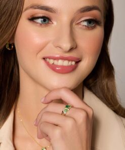 Alternativní pohled na Złoty pierścionek 333 z kolorowymi kamieniami