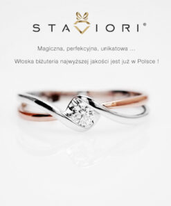 Alternative view of pierścionek zaręczynowy z dwukolorowego złota z brylantem 0,15ct