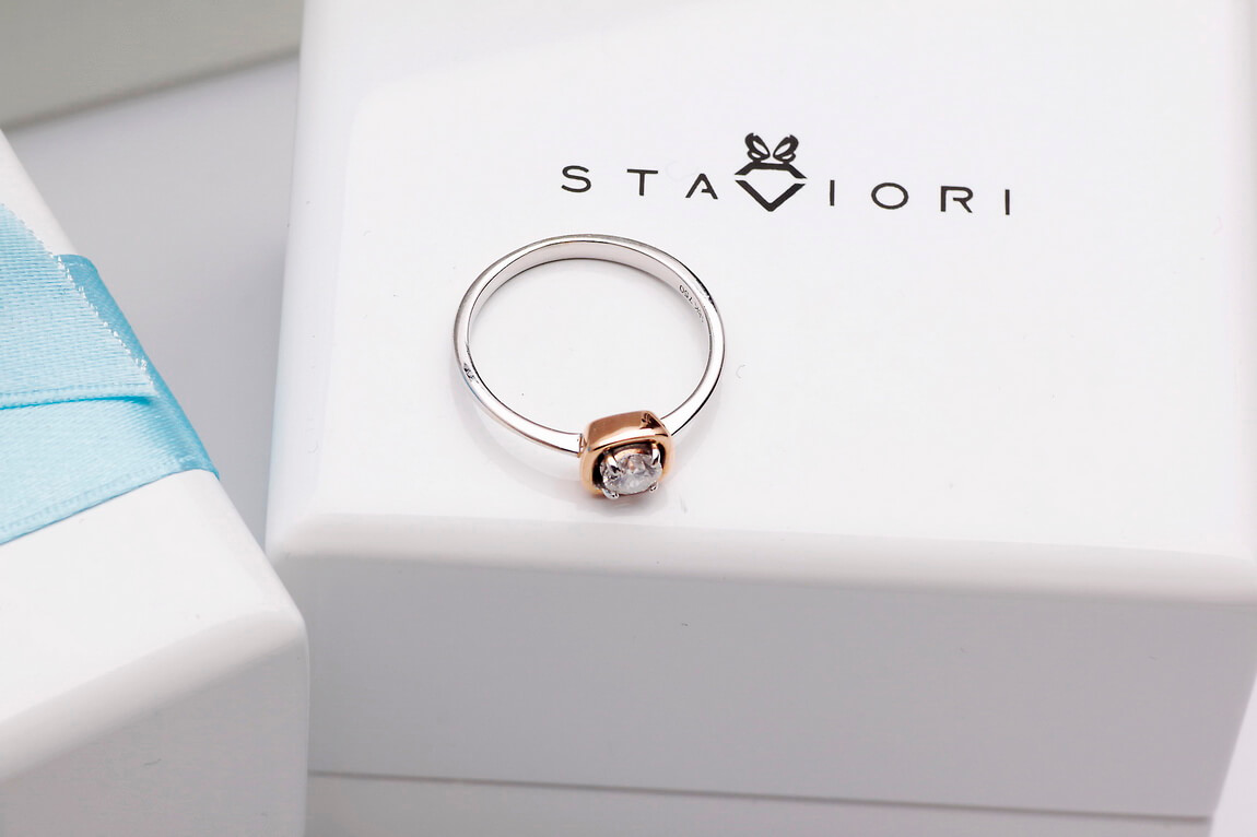 Exclusive | pierścionek zaręczynowy z brylantem 0,25ct różowe i białe złoto 750 - obrazek 9