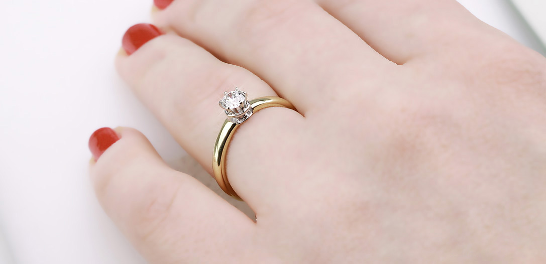 Exclusive | piękny zaręczynowy z brylantem 0,25ct G/Si1 w 6 łapkach i 18-karatowym złocie - obrazek 12