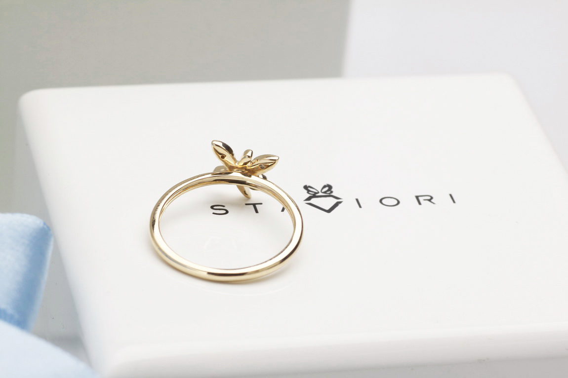 pierścionek złoty z motylkiem i diamentem w żółtym złocie – Bild 12