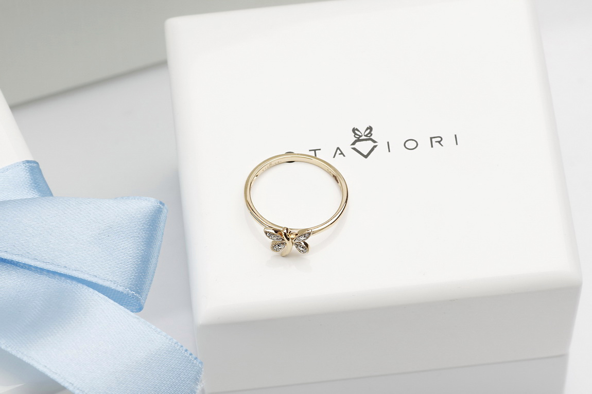 pierścionek złoty z motylkiem i diamentem w żółtym złocie – Bild 10