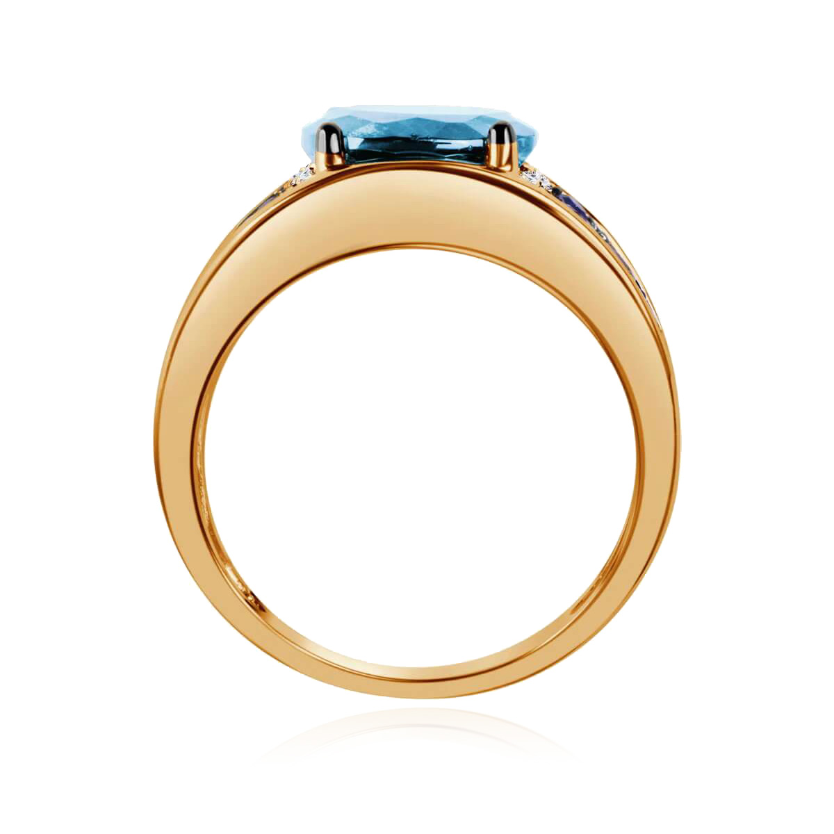 dostojny złoty pierścionek z topazem i szafirami – Bild 9