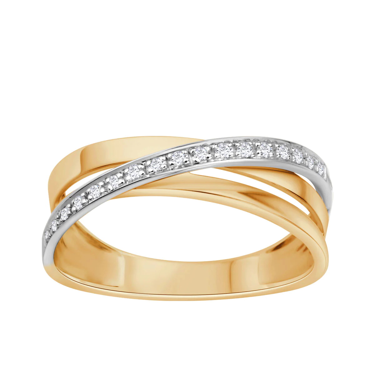 pierścionek z żółtego i białego złota z diamentami - obrazek 4