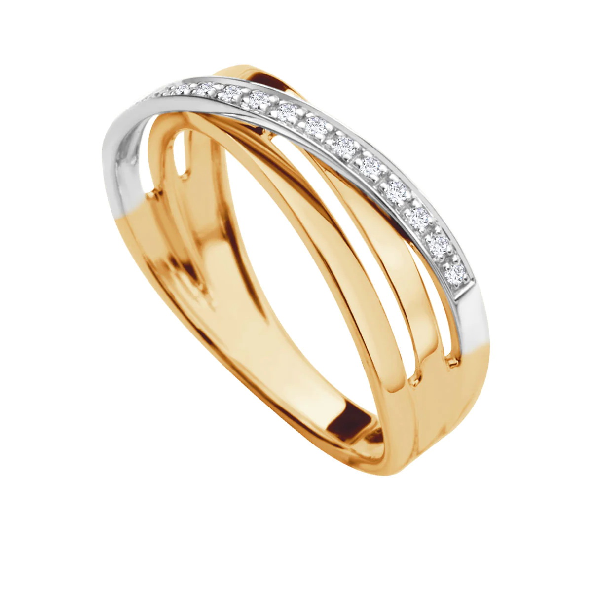 pierścionek z żółtego i białego złota z diamentami - obrazek 3