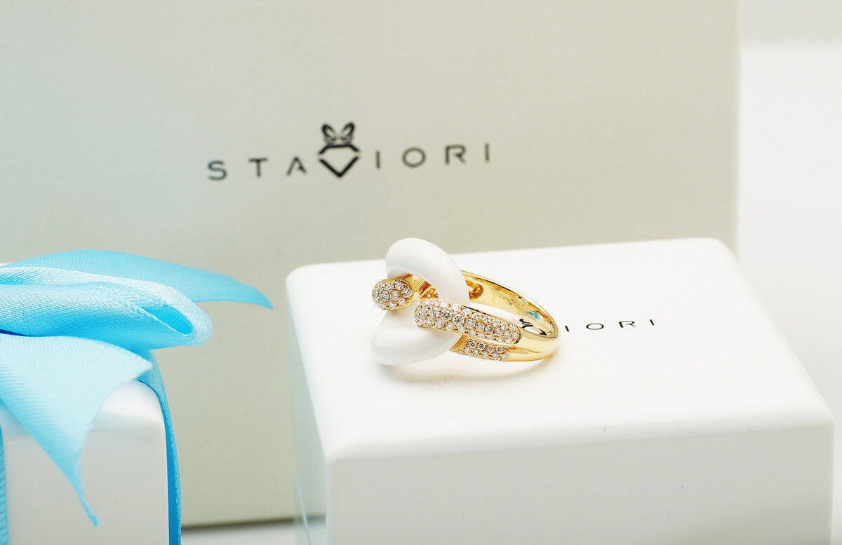 Exclusive | pierścionek 18-karatowe złoto z agatem i brylantami – Bild 13