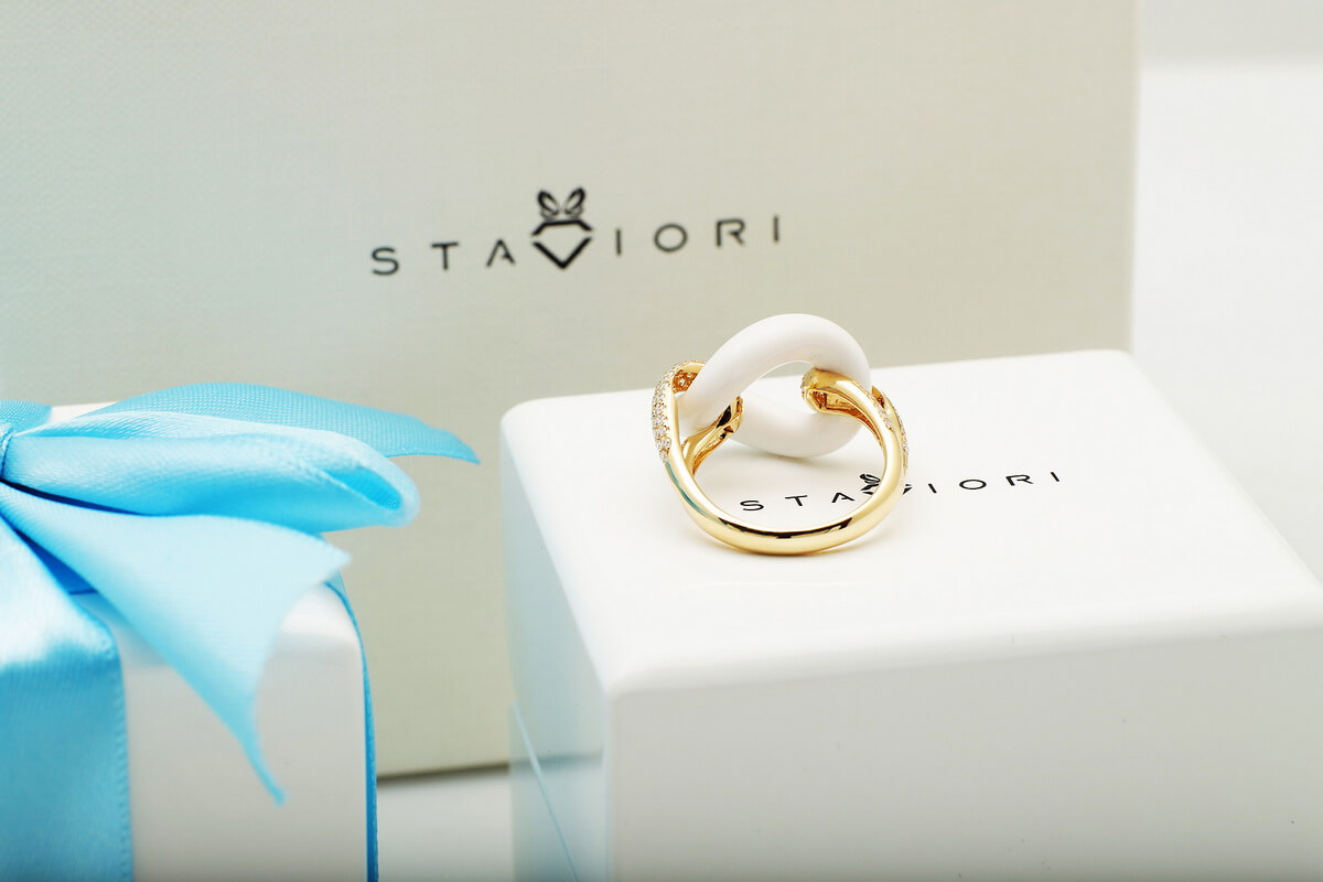 Exclusive | pierścionek 18-karatowe złoto z agatem i brylantami – Bild 14