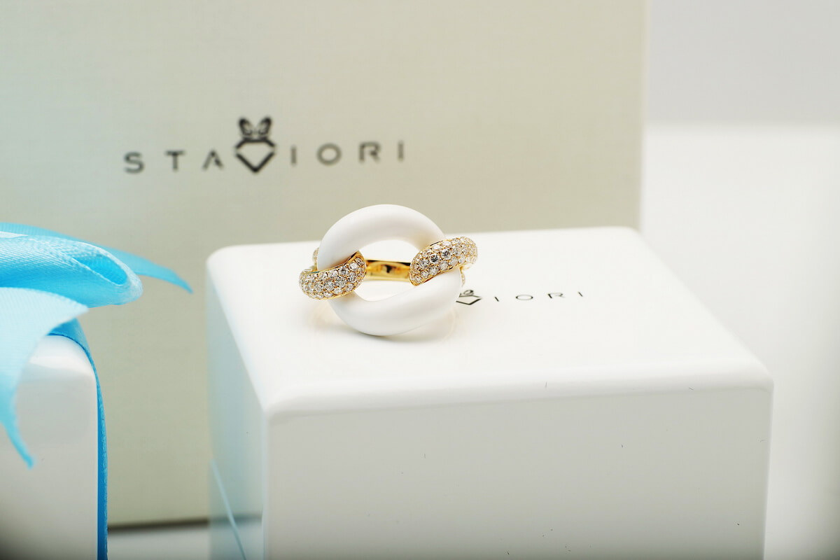 Exclusive | pierścionek 18-karatowe złoto z agatem i brylantami – Bild 15