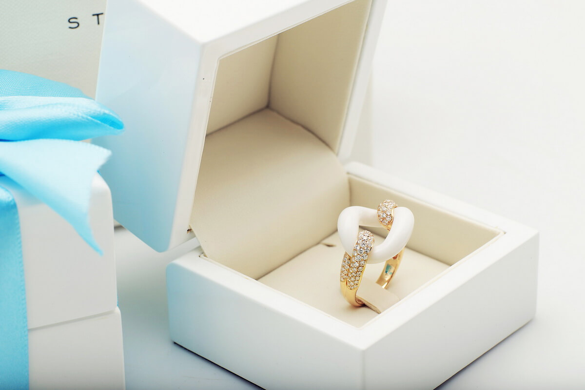 Exclusive | pierścionek 18-karatowe złoto z agatem i brylantami – Bild 11