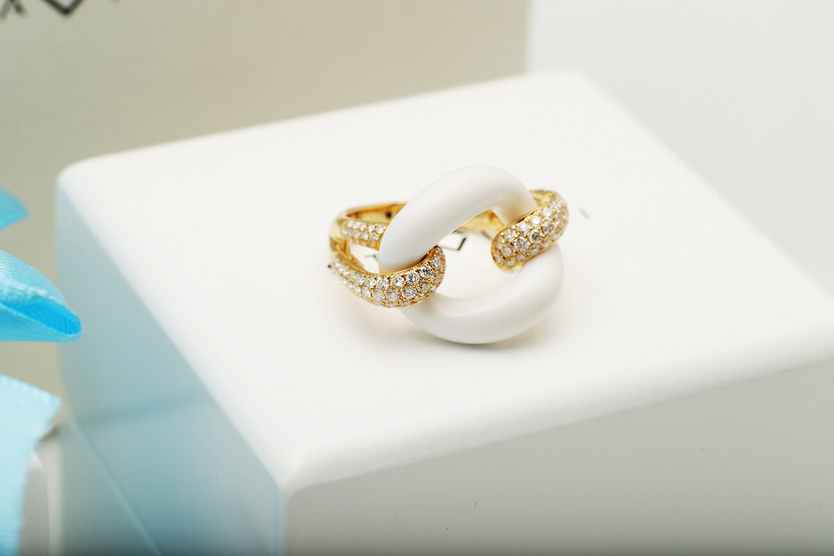 Exclusive | pierścionek 18-karatowe złoto z agatem i brylantami – Bild 12