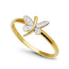 pierścionek złoty z motylkiem i diamentem w żółtym złocie
