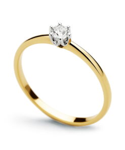 klasyczny pierścionek zaręczynowy z brylantem 0,10ct