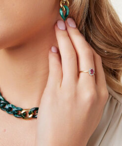 Alternative Ansicht von Pierścionek z żółtego złota z rubinem i diamentami