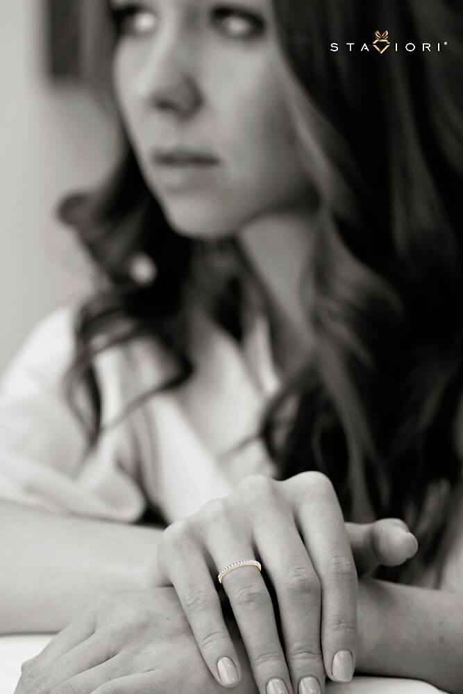 pierścionek / obrączka z brylancikami, złoto 585 - Image 4