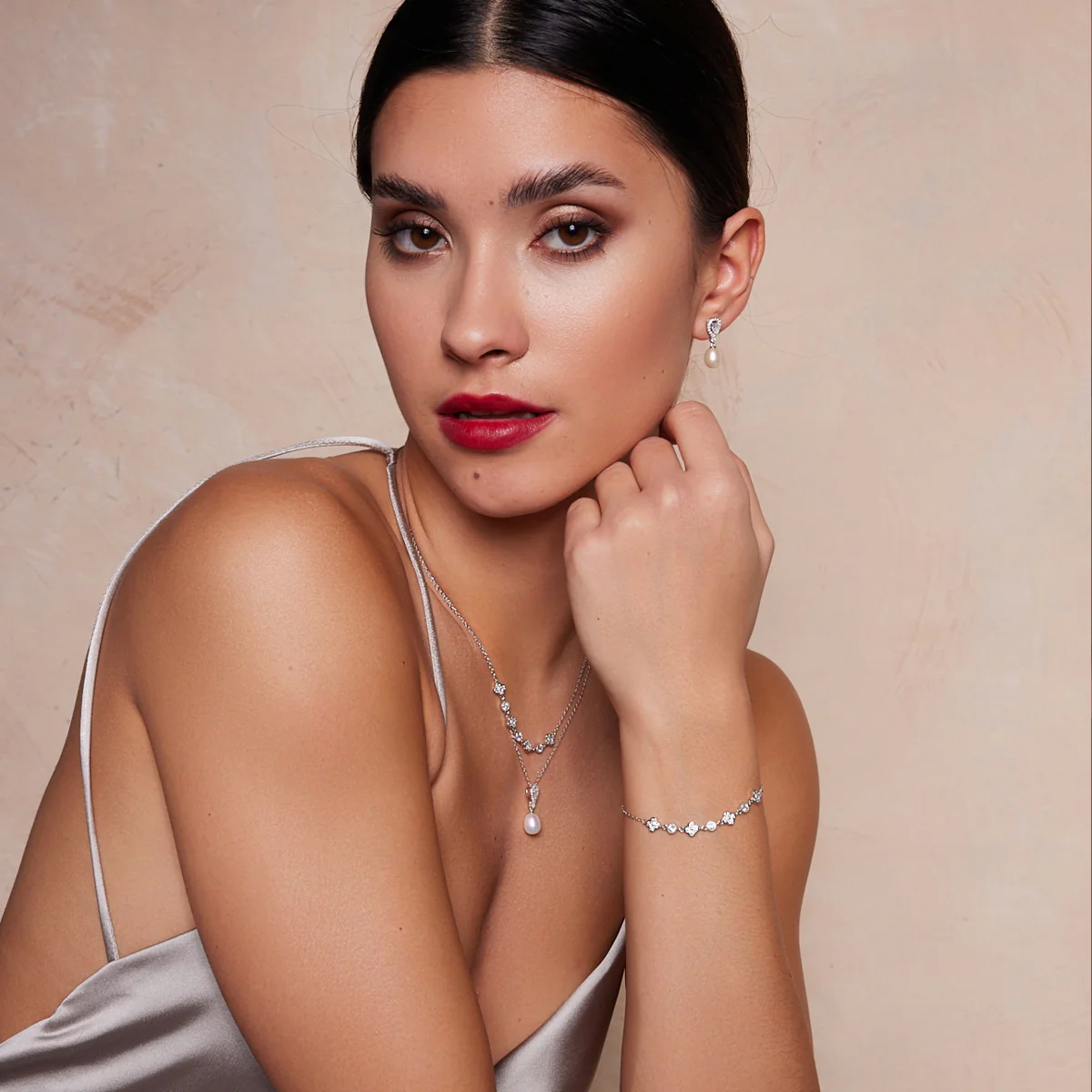 komplet srebrny naszyjnik i bransoletka z cyrkoniami - obrazek 2