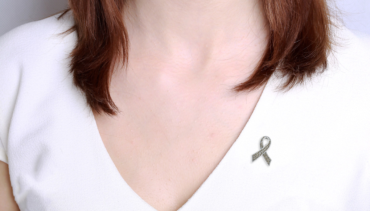 Broszka srebrna wstążka z markazytami – symbol solidarności z kobietami – Bild 2