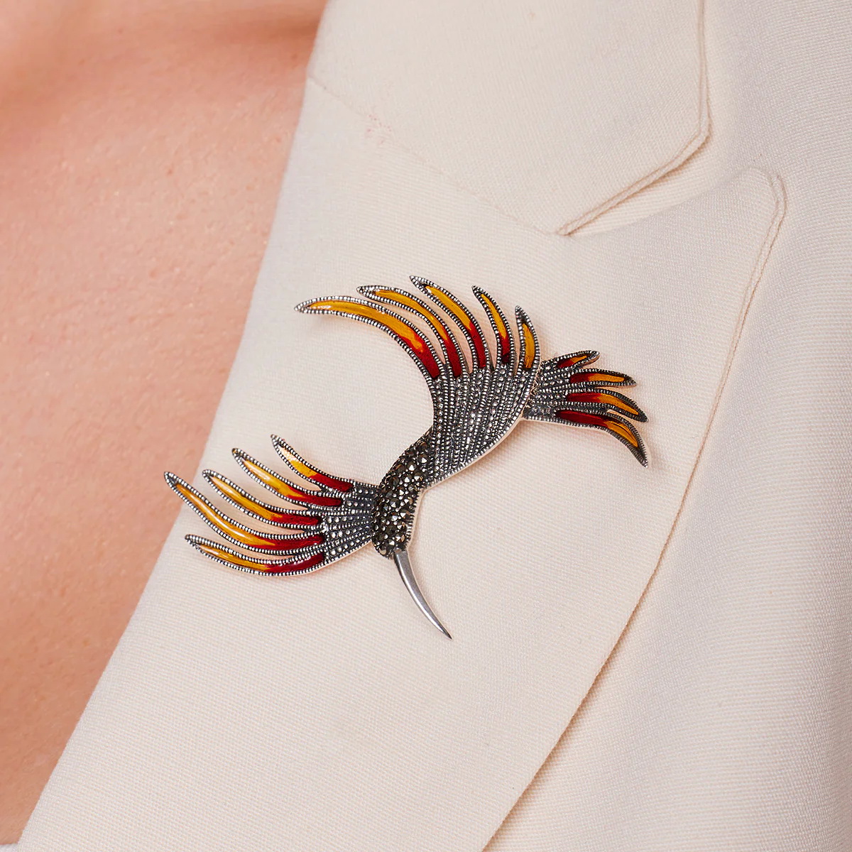 Broszka srebrna z markazytami - Tajemniczy Ogród - rajski ptak – Bild 6