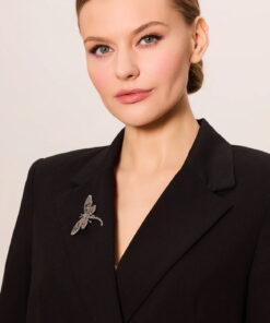 Alternatywny widok broszka srebrna - ważka - z emalią i markazytami