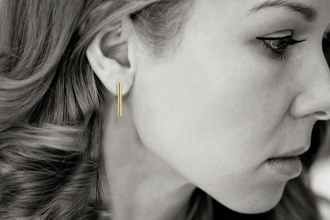 Srebrne pozłacane kolczyki pałeczki | srebro 925 - Obrázek 3