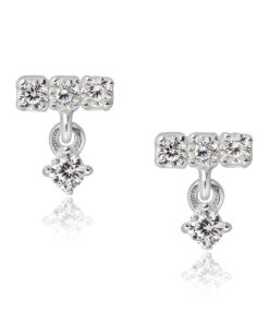 Kolczyki srebrne rodowane wiszące z cyrkoniami