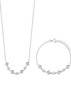 komplet srebrny naszyjnik i bransoletka z cyrkoniami